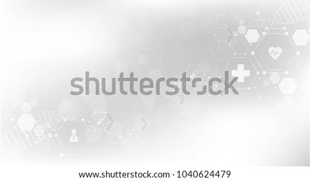 health care and science icon pattern medical innovation concept background vector design. Royalty-Free Stock Photo #1040624479