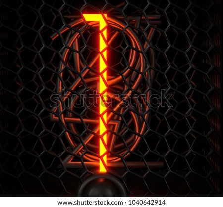 Nixie tube indicator. The number one of retro. 3d render.