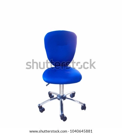 A blue chair isolated from a white background.