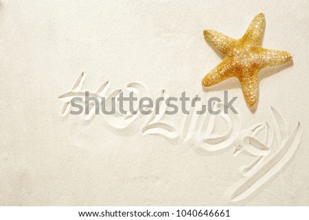 Flat photo of beach sand and shell decoration. 