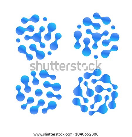 Water drops, abstract h2o liquid vector icon set. Purified distilled water logo. Air humidity illustration. Royalty-Free Stock Photo #1040652388
