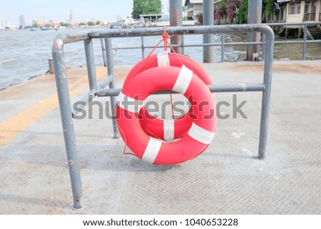 red life ring at the port for save life 