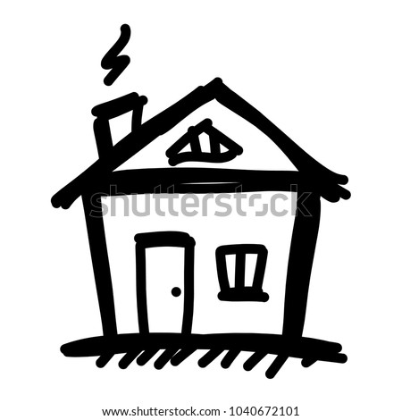 home symbol sketch / cartoon vector and illustration, black and white, hand drawn, sketch style, isolated on white background. 
