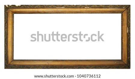 An old wooden frame isolated on a white background with clipping path