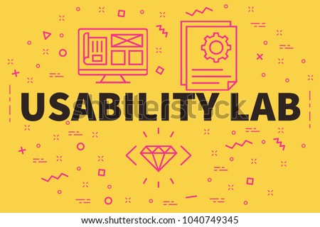 Conceptual business illustration with the words usability lab