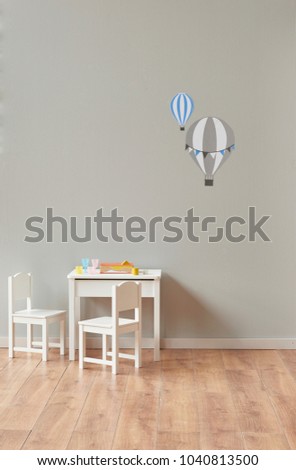 modern baby room grey background and parachute pattern decoration