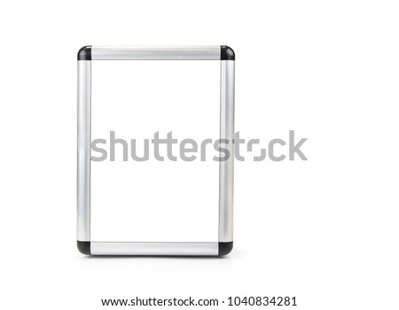 Aluminium blank frame for picture or text on the white