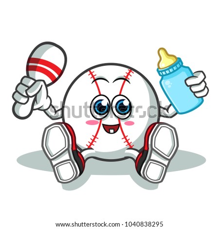 baseball baby mascot vector cartoon illustration