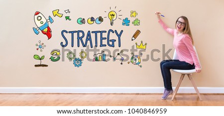 Strategy with young woman holding a pen in a chair