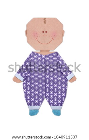Baby boy in sleepsuit origami