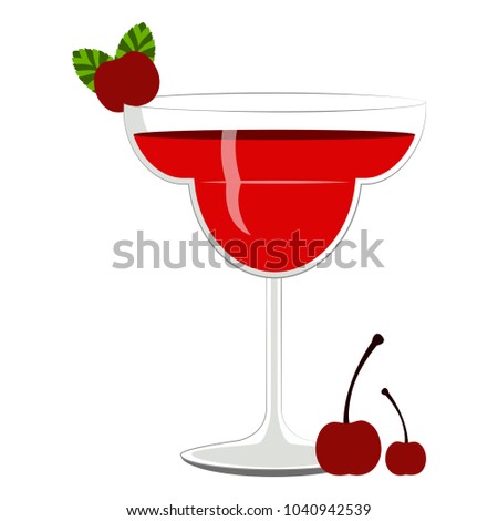 Red cocktail with cherries