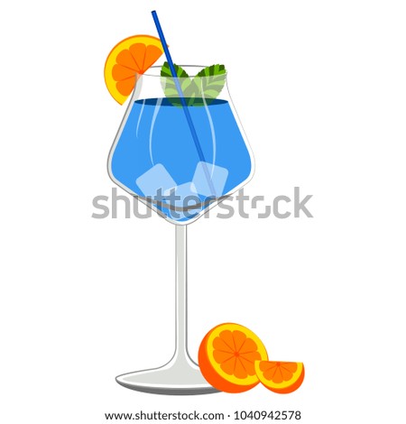 Blue cocktail with orange slices