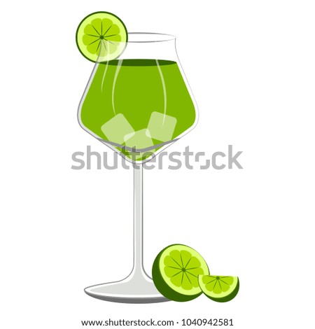 Green cocktail with a lemon slice