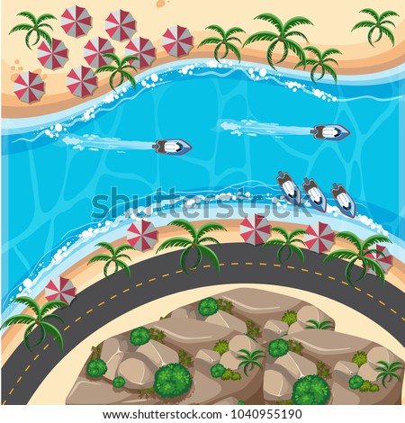 Boats floating on the sea illustration