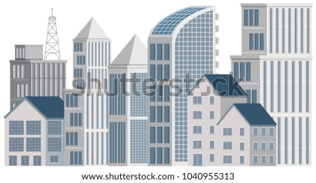 Office buildings on white background illustration