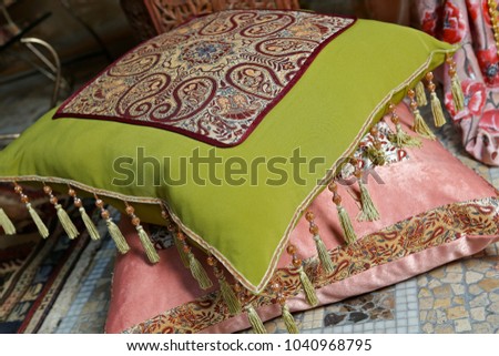 Pillows made of traditional patterns in Azerbaijan