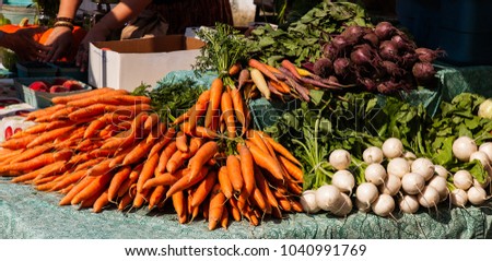 Vegetables on display at a market