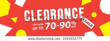 Clearance 70 to 90 percent off Banner vector heading design fun style for banner or poster. Sale and Discounts Concept.  Royalty-Free Stock Photo #1041032779