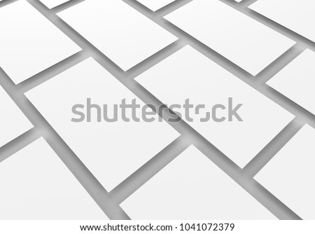 white rectangles field for web site design and Smartphone screen app interface mockup isolated on light grey background, 3d illustration.   
