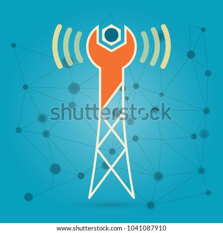 Wireless network repair creative conceptual logotype icon design