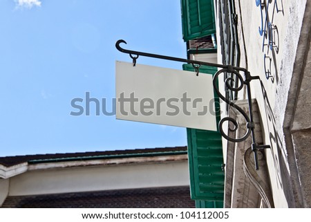 blank signboard on old style European building for multi proposes using