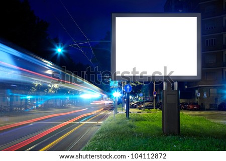 Billboard in the city street, blank screen, clipping path included Royalty-Free Stock Photo #104112872