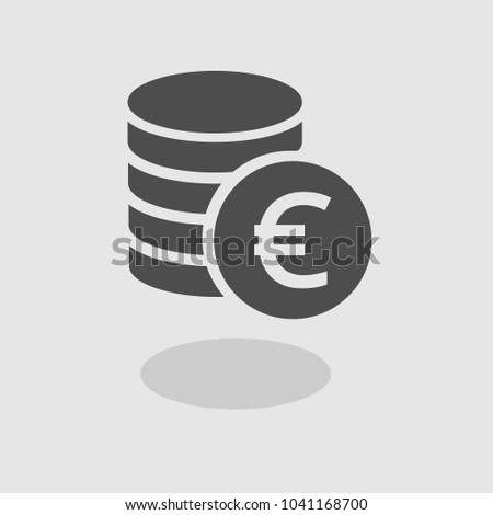 Euro Icon Vector. Payment system. Coins and Euro icon isolated on white background. Flat design style. Business/finance concept.European currency Royalty-Free Stock Photo #1041168700