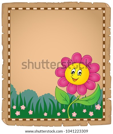 Parchment with happy flower 2 - eps10 vector illustration.