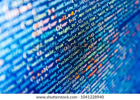 HTML website structure. Developer working on websites codes in office. Programming code typing. Programmer typing new lines of HTML code. Desktop PC monitor photo. 