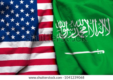 United States of America flag and Saudi Arabia flag together