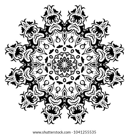 Vector hand drawn flower symbol illustration. Color mandala design. For fashion, surface design