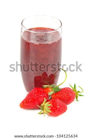 strawberry and juice on white background
