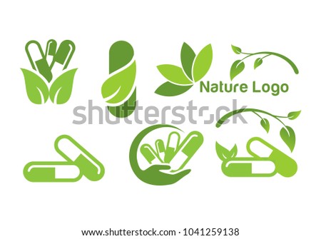 Collection ecology green, madical nature symbol icon logo