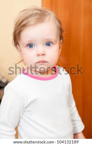 Year-old little Caucasian child closeup portrait