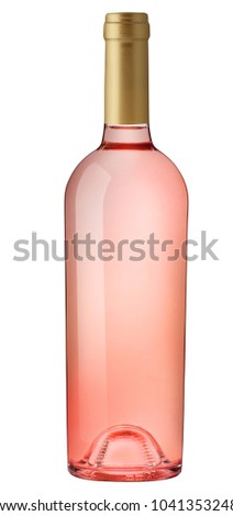 Rose wine bottle isolated on white Royalty-Free Stock Photo #1041353248