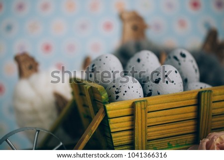 Beautiful vintage style Easter background with decorations. 