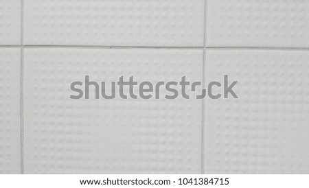 Texture Or Pattern Of Brick Wall Made Of Clear White Tile Blocks. Background Horizontal Orientation