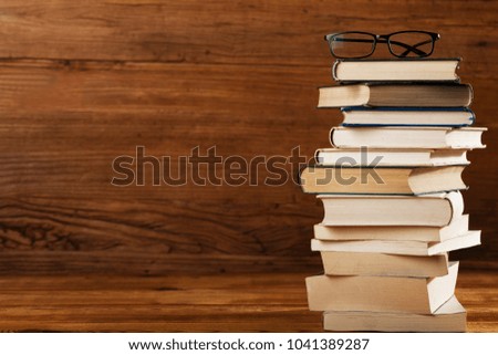 books lie on each other. with copy-space