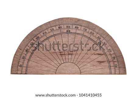 Ruler scale circle made from wood isolated on white backgroud