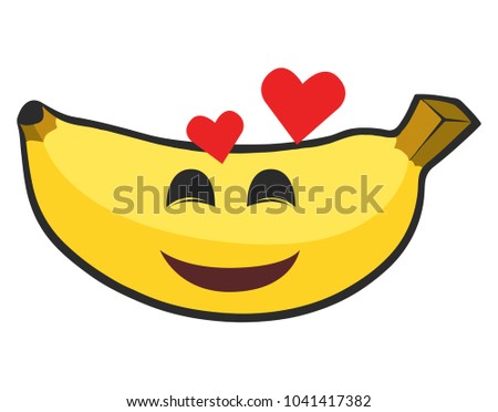 banana emotion. in love with, hearts over head. emoji
