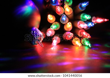Christmas light decorations. New year and Christmas background.