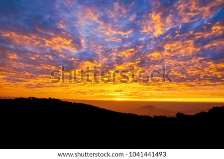 Amazing of beautiful sunrise over a Horizon on mountain