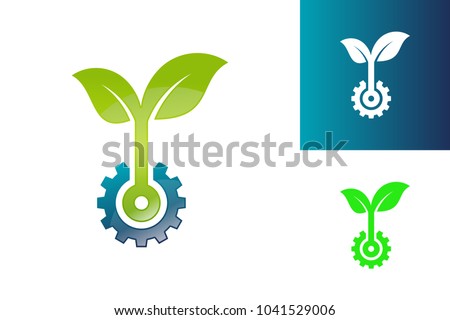 Gear Plant Logo Template Design Vector, Emblem, Design Concept, Creative Symbol, Icon