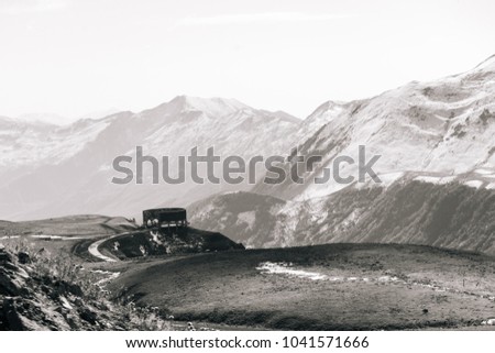 black and white picture of high mountains