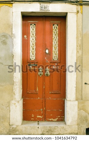Old traditional doors in the historic district of Portugal