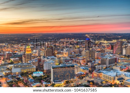 San Antonio, Texas, USA Skyline at dusk.