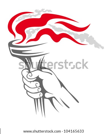 Flaming torch in people hand for sports concept design, such logo. Jpeg version also available in gallery