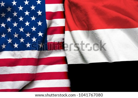 United States of America flag and Yemen flag together