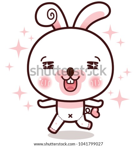 Little rabbit emotion feel good, smile, good life, Kawaii Cartoon Style