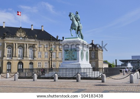 Amalienborg - The Queen's residence. Square located in Copenhagen, Denmark